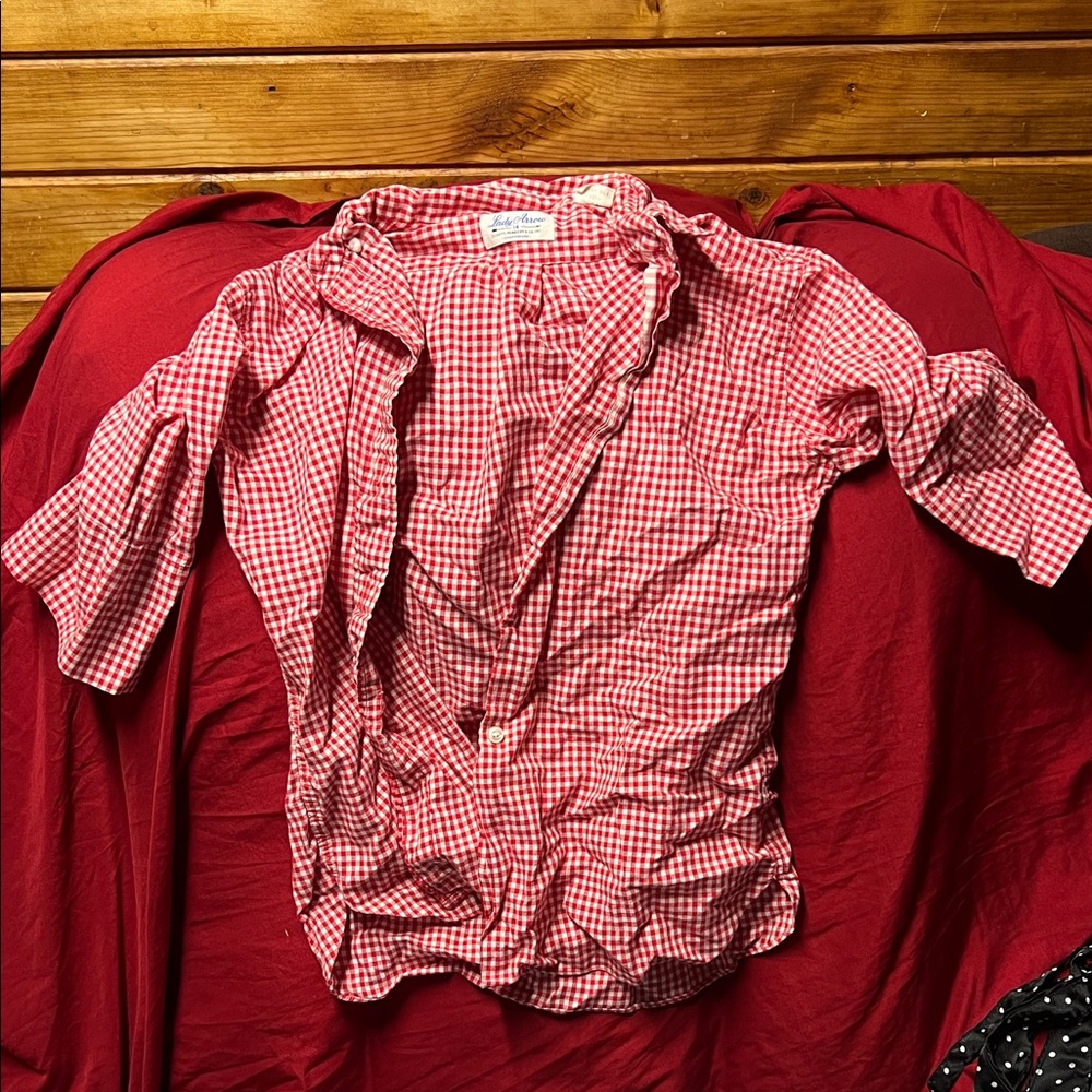 Classic Red Gingham Kids Button Down Shirt